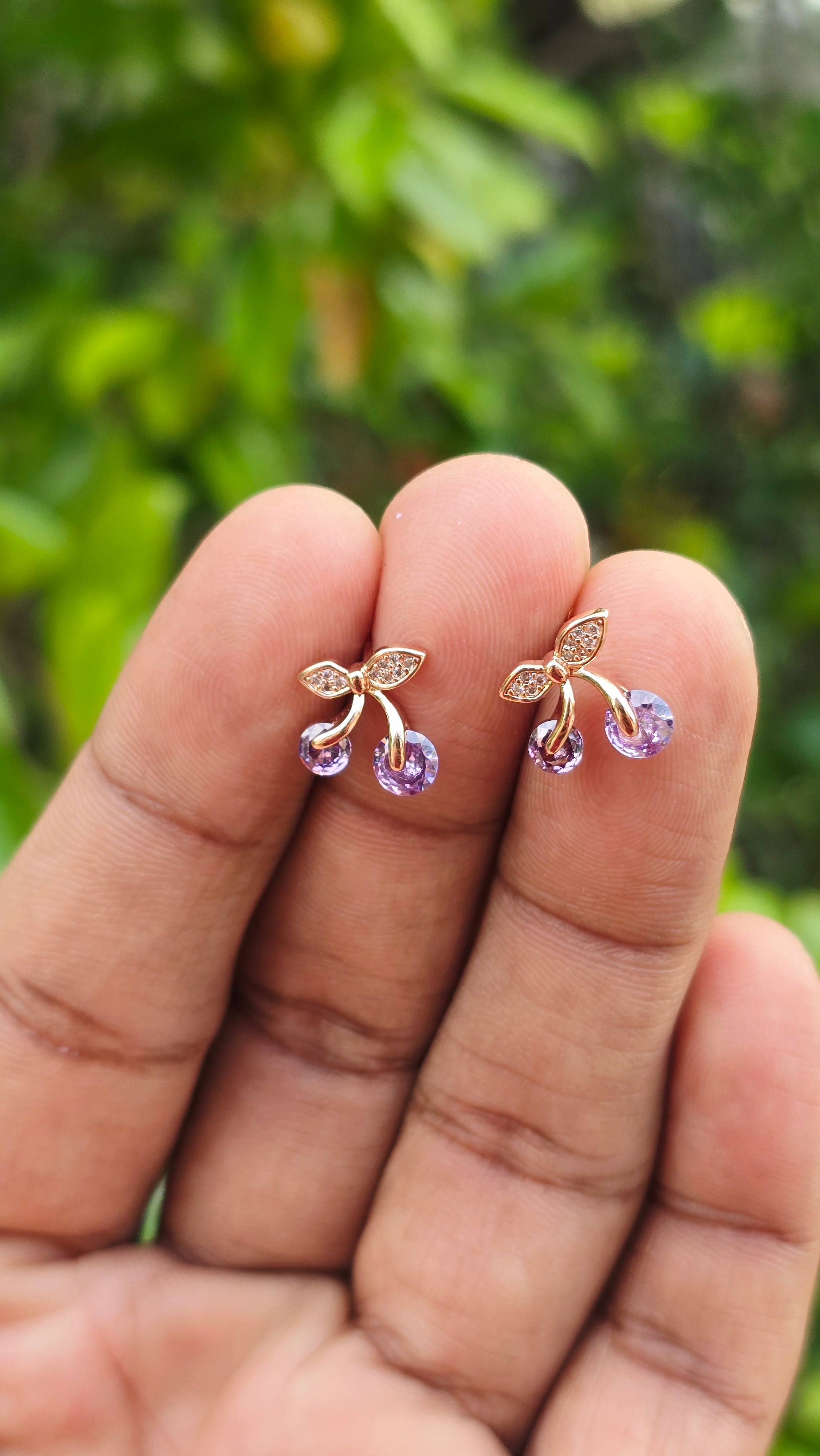 Gold plated Cherry Studs | Anti Tarnish