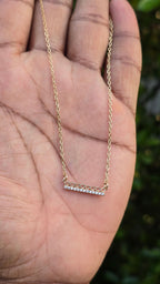 Gold Plated Diamond Bar Pendant | Anti Tarnish