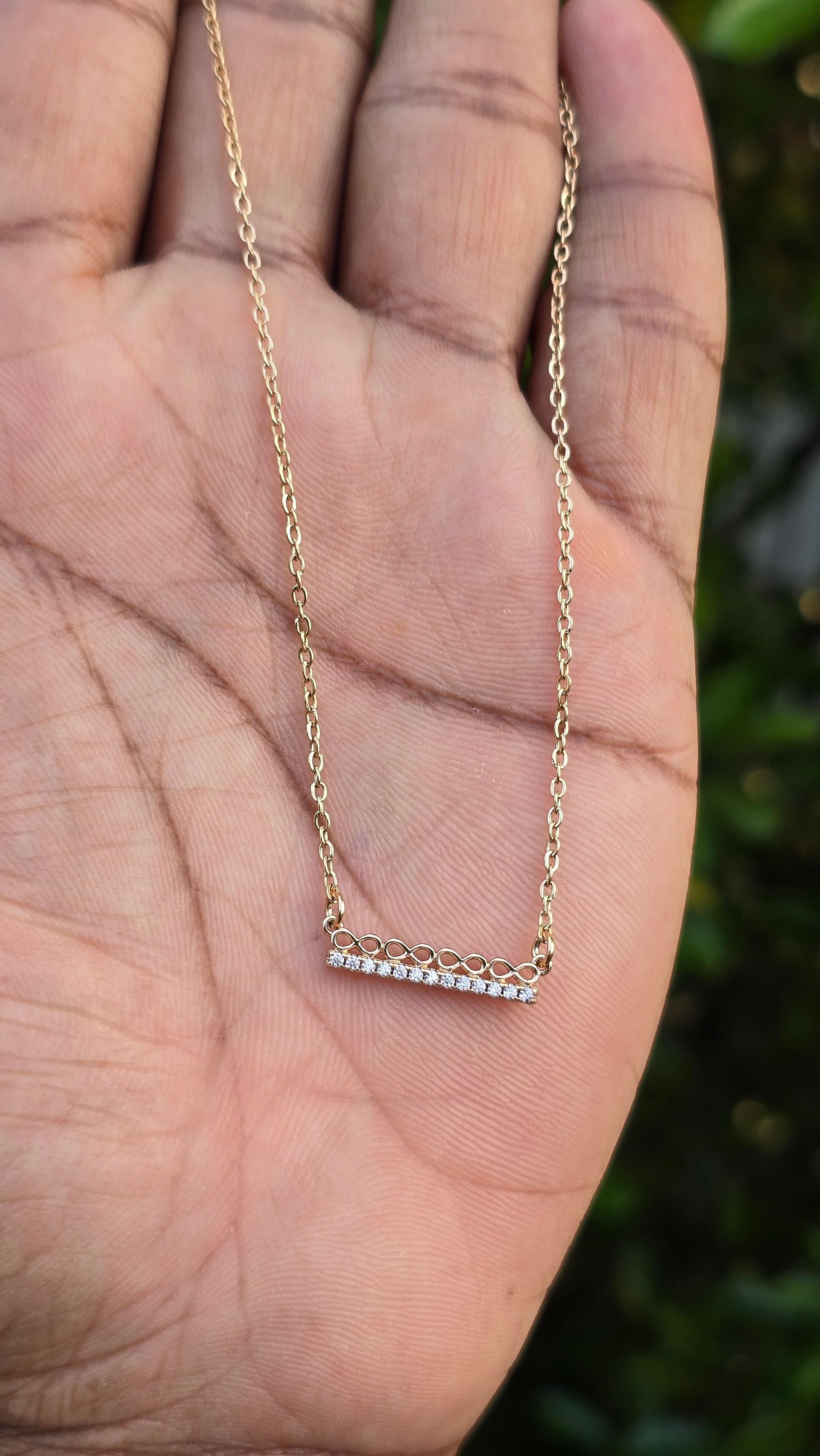 Gold Plated Diamond Bar Pendant | Anti Tarnish