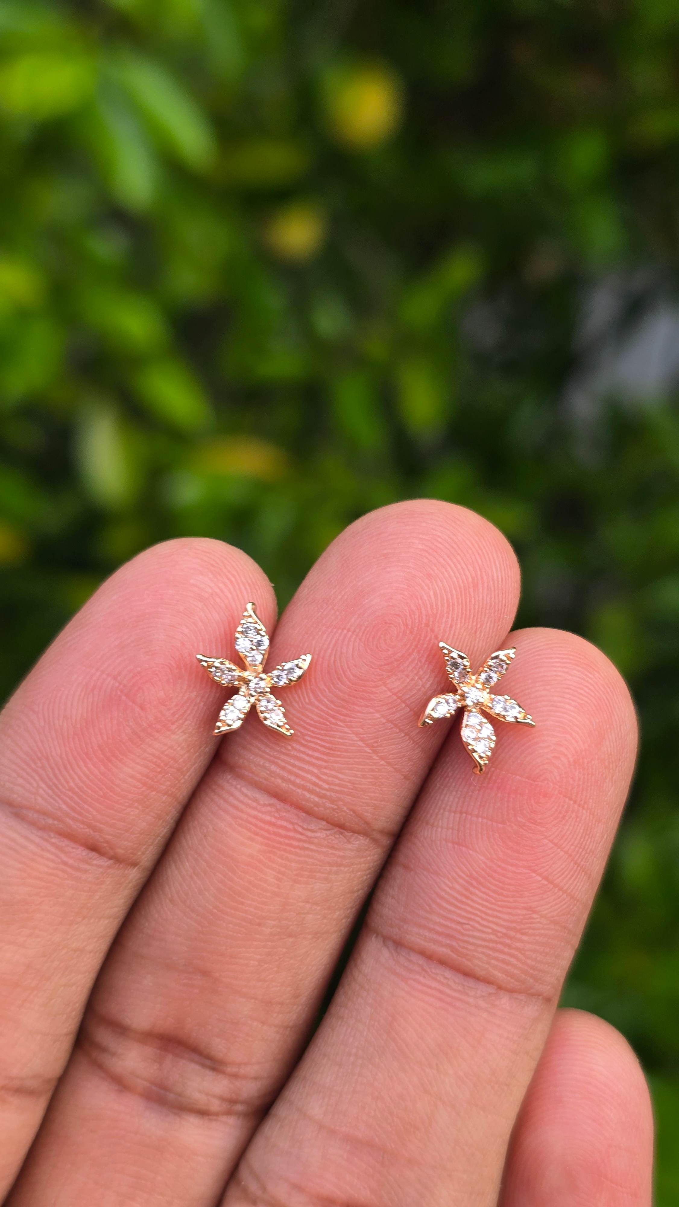 Gold Plated Flower Studs | Anti Tarnish