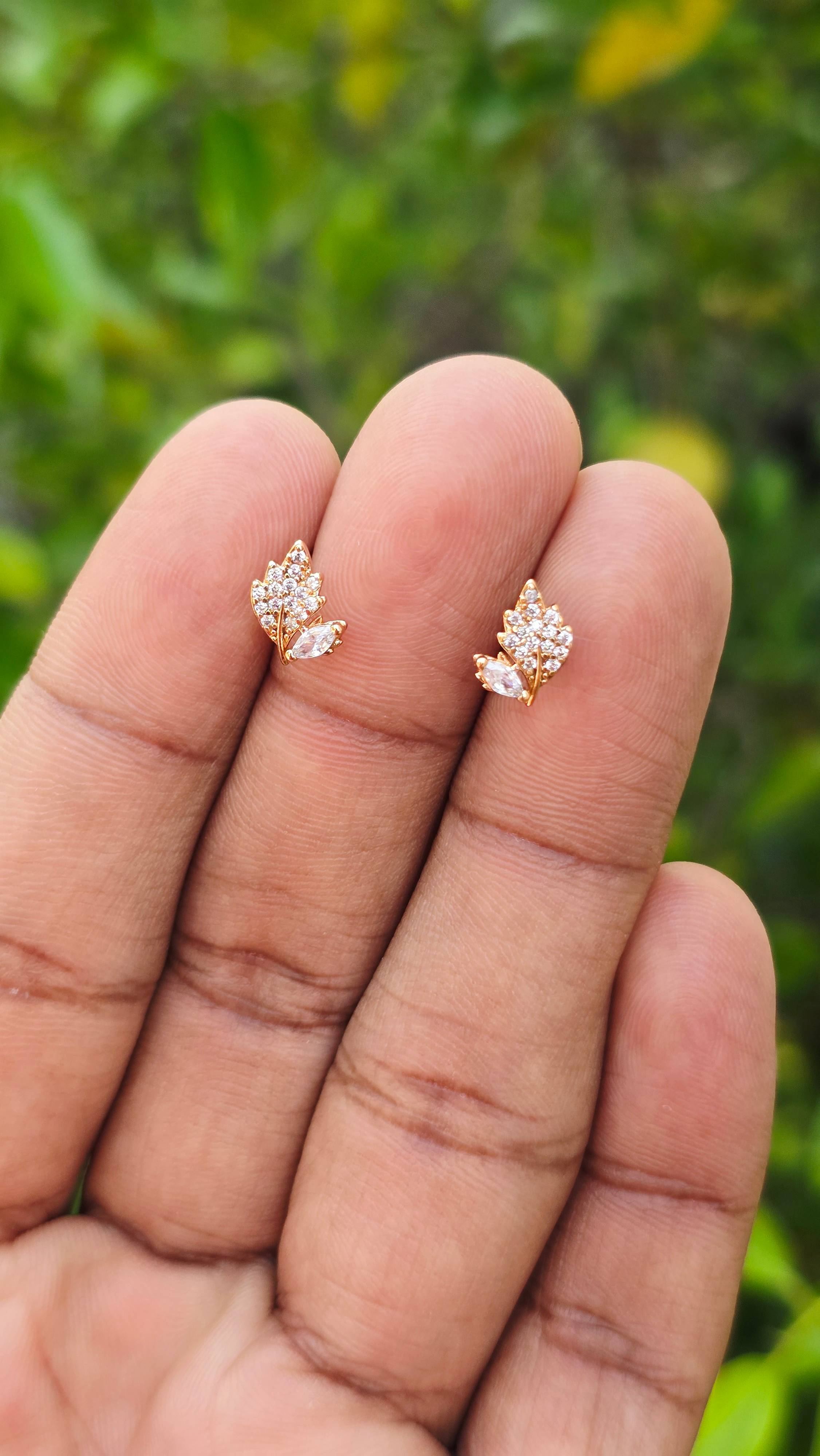 Gold Plated Leaf Studs  | Anti Tarnish