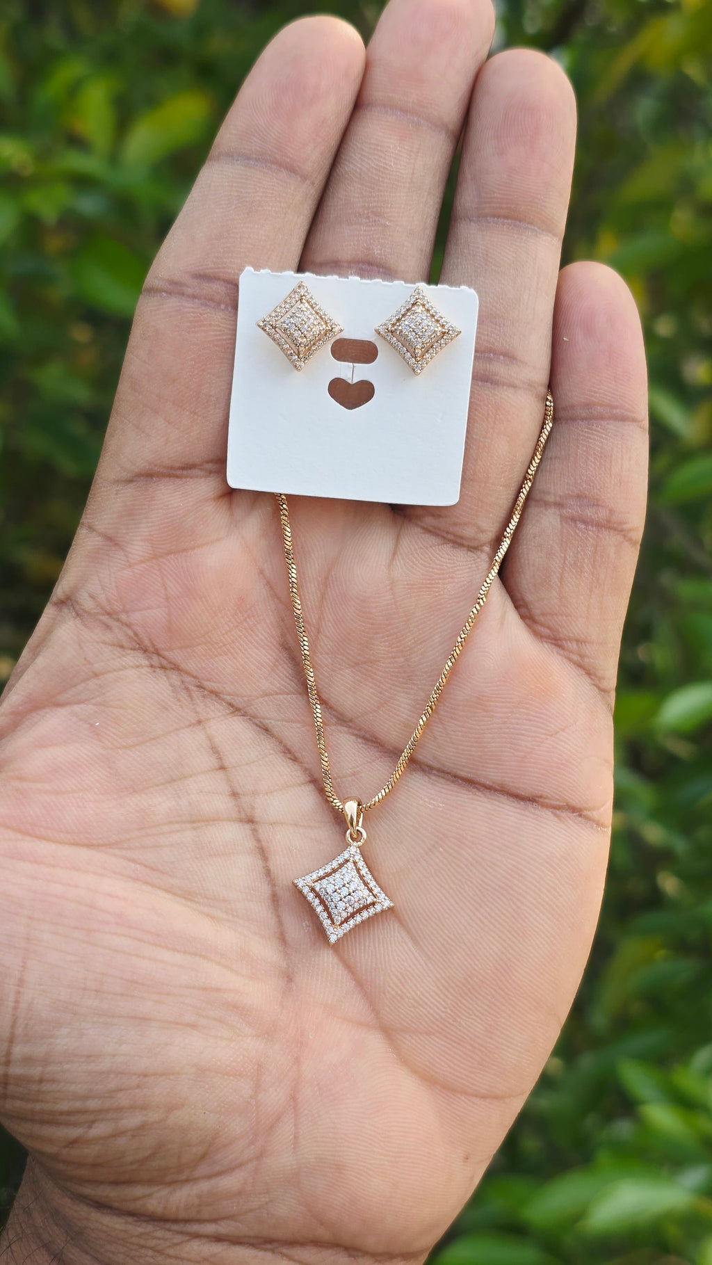 Gold Plated Square Pendant Set | Anti Tarnish