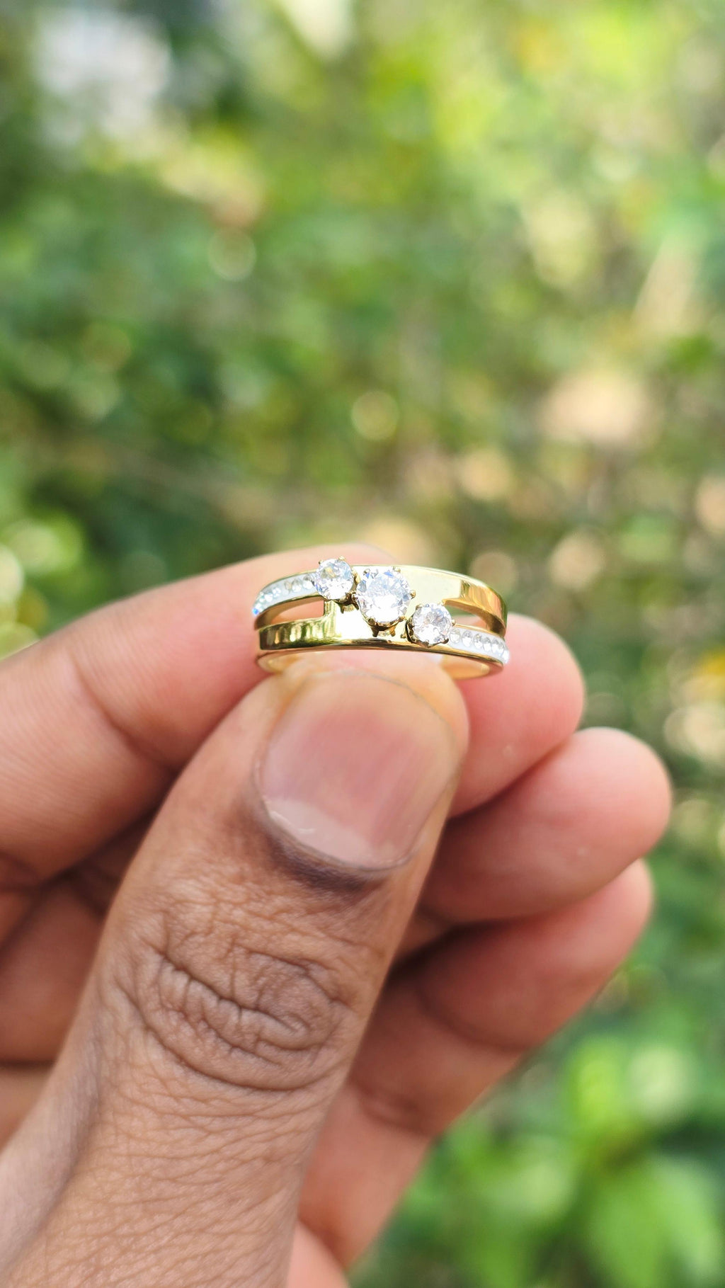 Gold Plated Three Stone | Anti Tarnish