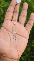 young woman wearing gold-plated hypoallergenic bracelet, showing their anti-tarnish shine suitable for sensitive skin and daily wear